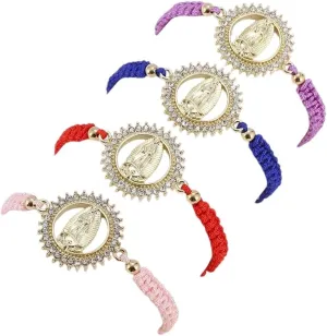 New 2025 Exquisite Colorful Rope Braided Virgin Mary Bracelet Adjustable Cross Catholic Prayer Wrap Bracelet Women's Religious With For You Jewelry Fashion Accessories Creative Gift