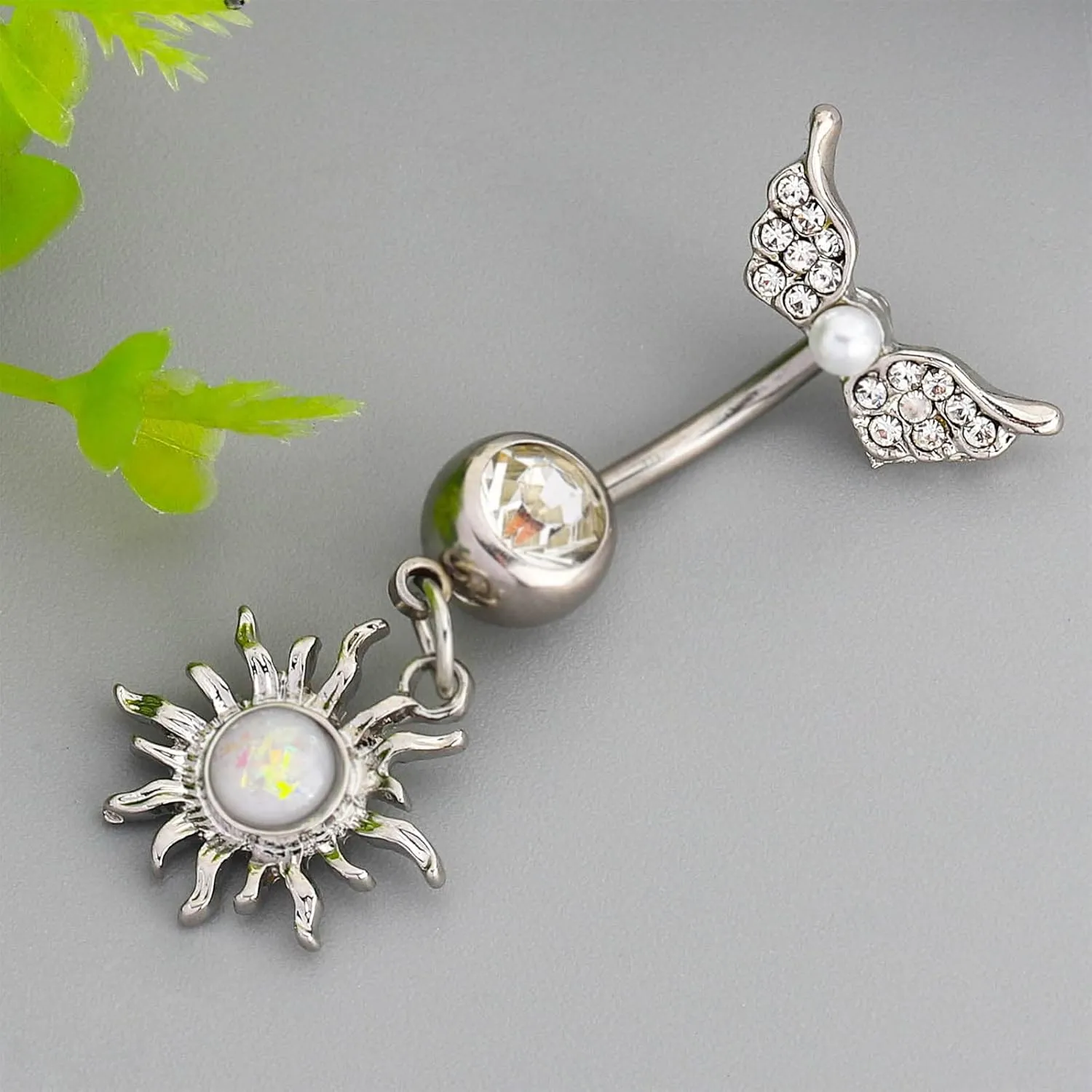 NEWITIN 10 Pieces 14G Belly Button Rings for Women Navel Ring Body Piercing Jewelry Set 316L Surgical Steel Inlaid Cubic Zirconia Belly Dangle Rings for Women