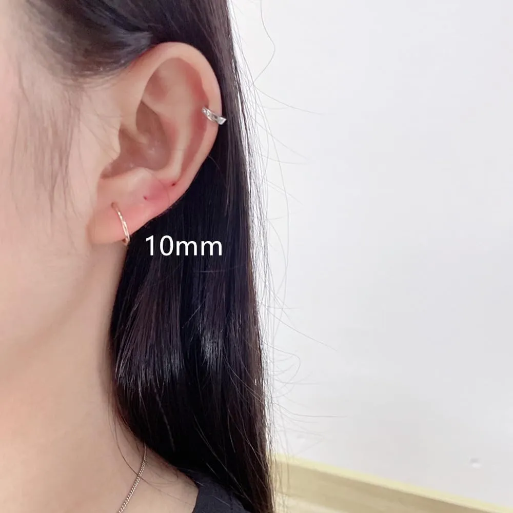 NewZenro 8Pcs Surgical Stainless Steel 16G Sleeper Cartilage Daith Tiny Small Hoop Earrings Mini Septum Hinged Clicker Nose Ring for Women Men Helix Tragus Piercings 8mm 10mm Set Silver