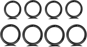 NewZenro 8Pcs Surgical Stainless Steel 16G Sleeper Cartilage Daith Tiny Small Hoop Earrings Mini Septum Hinged Clicker Nose Ring for Women Men Helix Tragus Piercings 8mm 10mm Set Silver