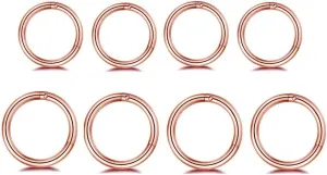 NewZenro 8Pcs Surgical Stainless Steel 16G Sleeper Cartilage Daith Tiny Small Hoop Earrings Mini Septum Hinged Clicker Nose Ring for Women Men Helix Tragus Piercings 8mm 10mm Set Silver