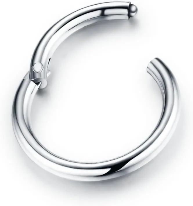 NewZenro 8Pcs Surgical Stainless Steel 16G Sleeper Cartilage Daith Tiny Small Hoop Earrings Mini Septum Hinged Clicker Nose Ring for Women Men Helix Tragus Piercings 8mm 10mm Set Silver