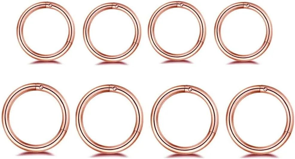 NewZenro 8Pcs Surgical Stainless Steel 16G Sleeper Cartilage Daith Tiny Small Hoop Earrings Mini Septum Hinged Clicker Nose Ring for Women Men Helix Tragus Piercings 8mm 10mm Set Silver