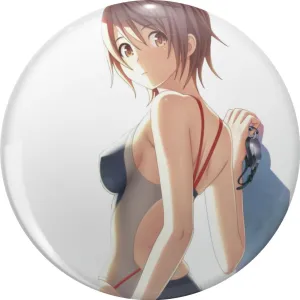 Nice Looking Anime Girl - Competitive Swimwear - Being Cute While Swimming - High Resolution Vector Version - Decal (Transparant/Background White/Character Outline) Pin Lapel Pin Cute Brooch Pins Badges 0.75"