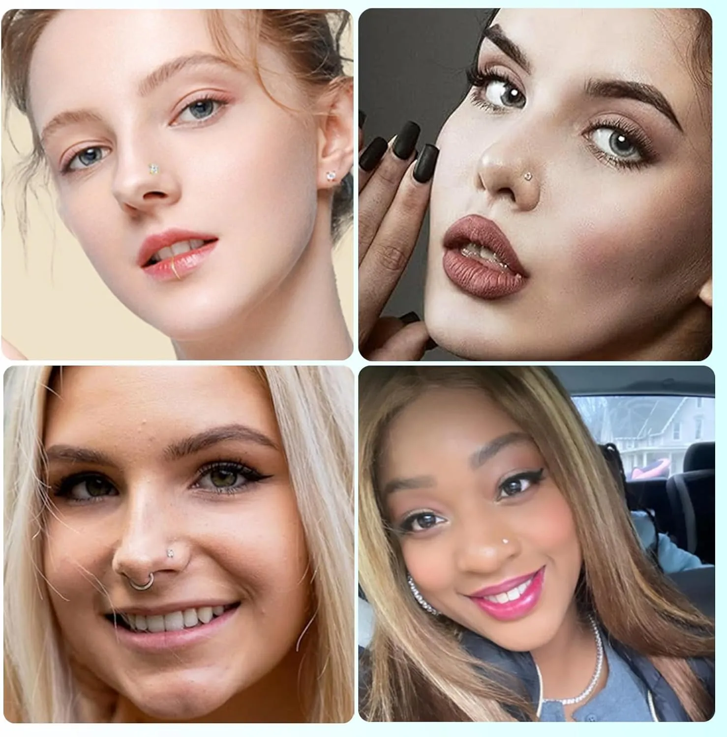 Nose Rings and Nose Studs Sets for Women Men,Hypoallergenic 316L Surgical Steel Nose Hoops Can Be Used for Helix Cartilage Multi-Use Earrings Piercing,L Shape and Corkscrew Nose Studs Comfort Fit Everyday Wear Jewelry