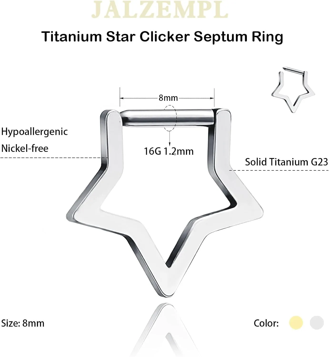 Nose Rings for Women 16G Septum rings Gold Star Clicker Hoops Daith Hoop Spikes Chain Nose Ring for Women Men Silver Piercing Jewelry