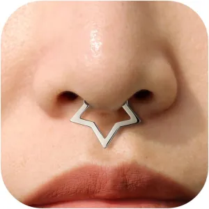 Nose Rings for Women 16G Septum rings Gold Star Clicker Hoops Daith Hoop Spikes Chain Nose Ring for Women Men Silver Piercing Jewelry