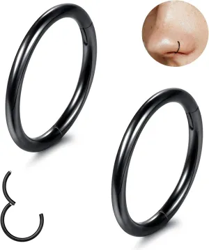 Nose Rings Hoops for Women Men 14G 16G 18G 20G Septum Jewelry 316L Surgical Steel Hinged Segment Ring Body Piercing Nose Hoop Lip Rings Nose Helix Cartilage Rook Earrings