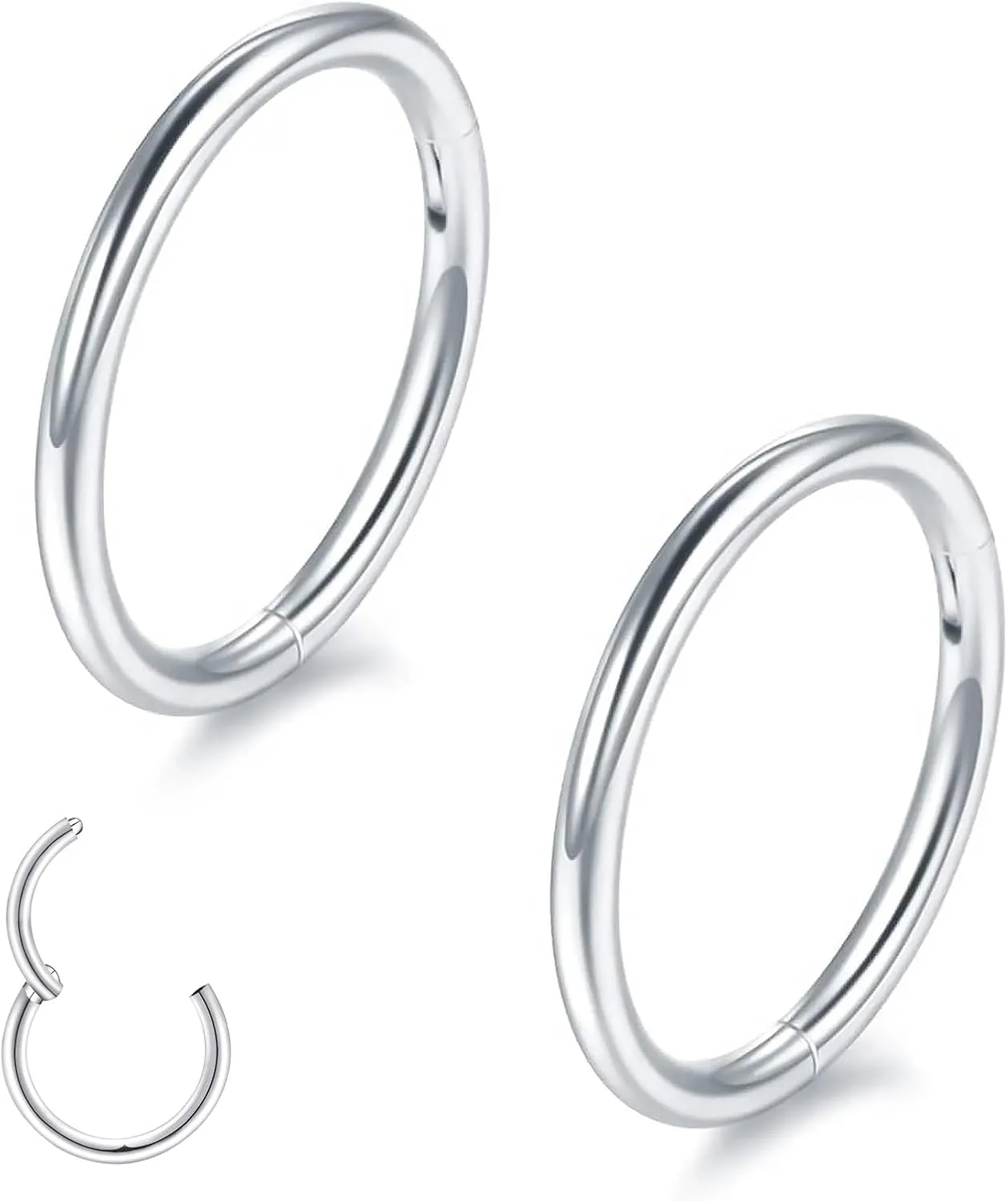 Nose Rings Hoops for Women Men 14G 16G 18G 20G Septum Jewelry 316L Surgical Steel Hinged Segment Ring Body Piercing Nose Hoop Lip Rings Nose Helix Cartilage Rook Earrings