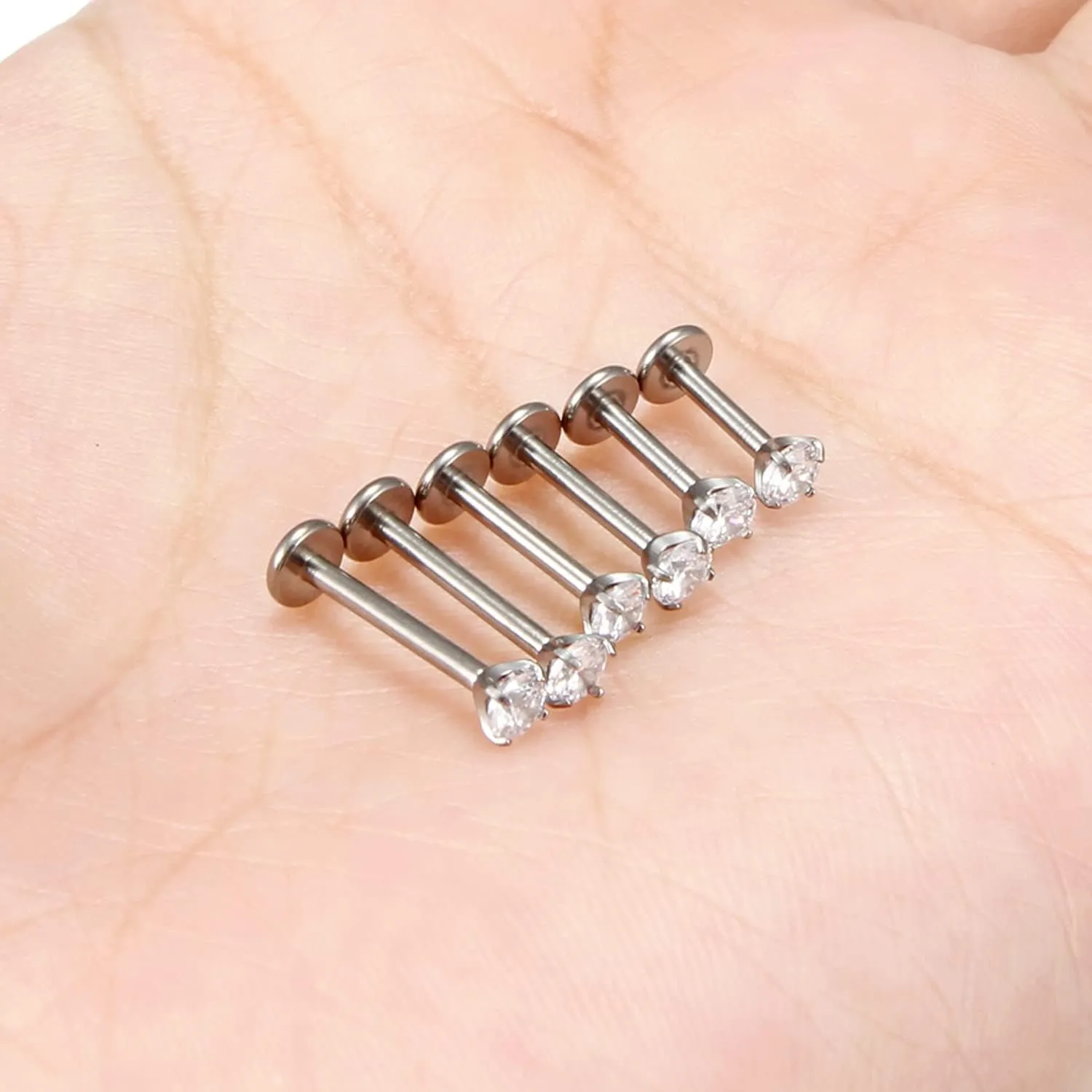 Ocptiy 20G 18G 16G Titanium Flat Back Nose Rings Studs Hypoallergenic Lip Labret Monroe Medusa Internally threaded Tragus Cartilage Helix Earrings Studs Piercing Jewelry for Women Men 6mm 8mm 10mm