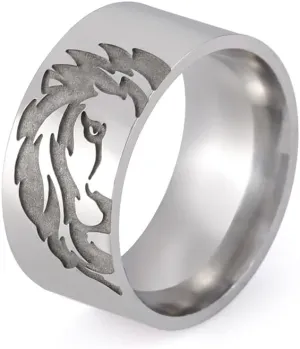 OIDIMS Silver Lion Head Ring for Men Norse Viking Lion Rock Punk Style Gothic Biker Bnad Rings Lion Totem Amulet Stainless Steel Punk Crown Animal Jewelry Gift for Women Anniversary Birthday Gift