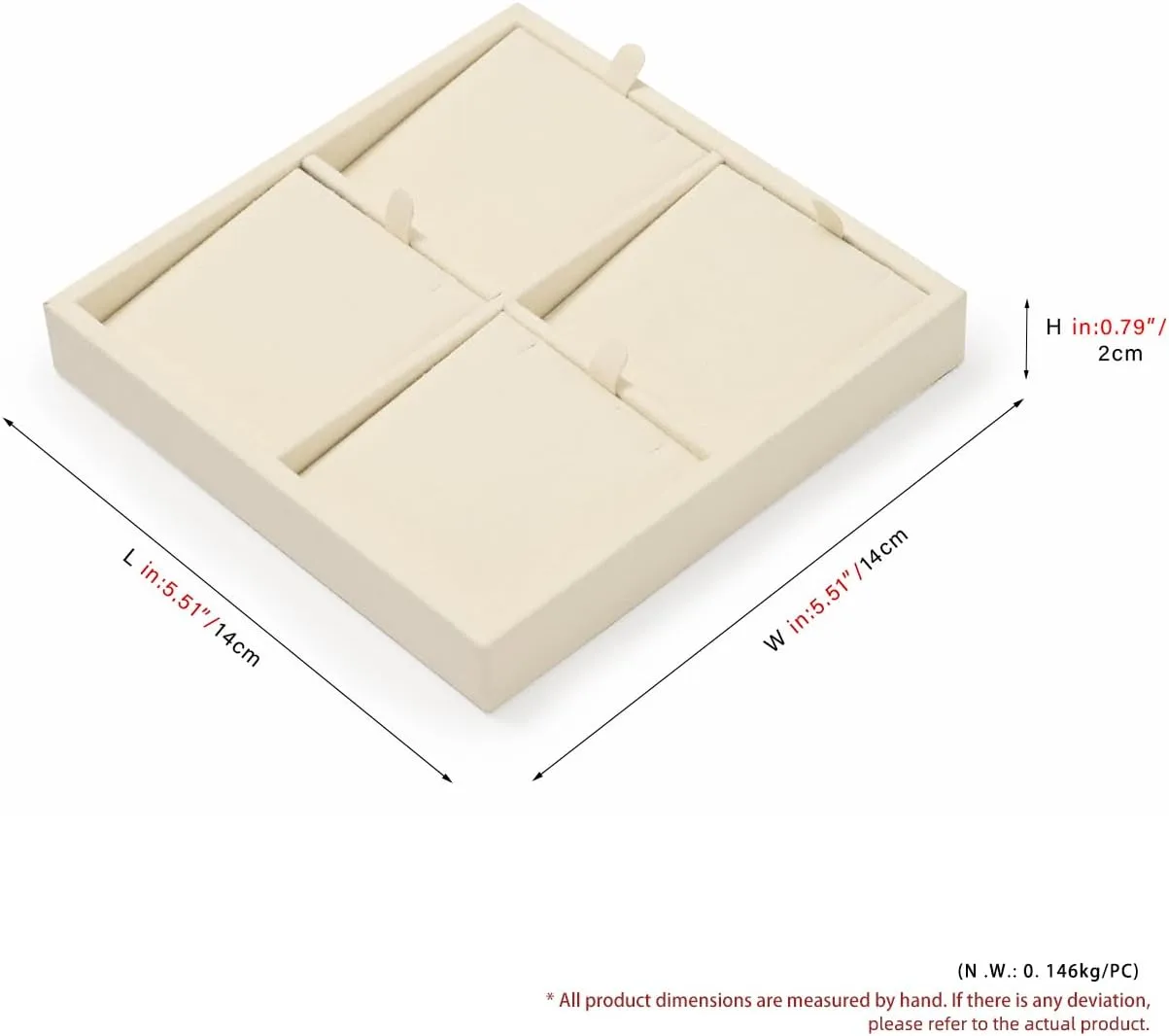 Oirlv Microfiber 4 Slots Jewelry Pendant Display Tray Jewelry Necklace Organizer Display Tray(Beige)