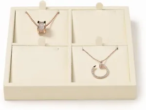 Oirlv Microfiber 4 Slots Jewelry Pendant Display Tray Jewelry Necklace Organizer Display Tray(Beige)