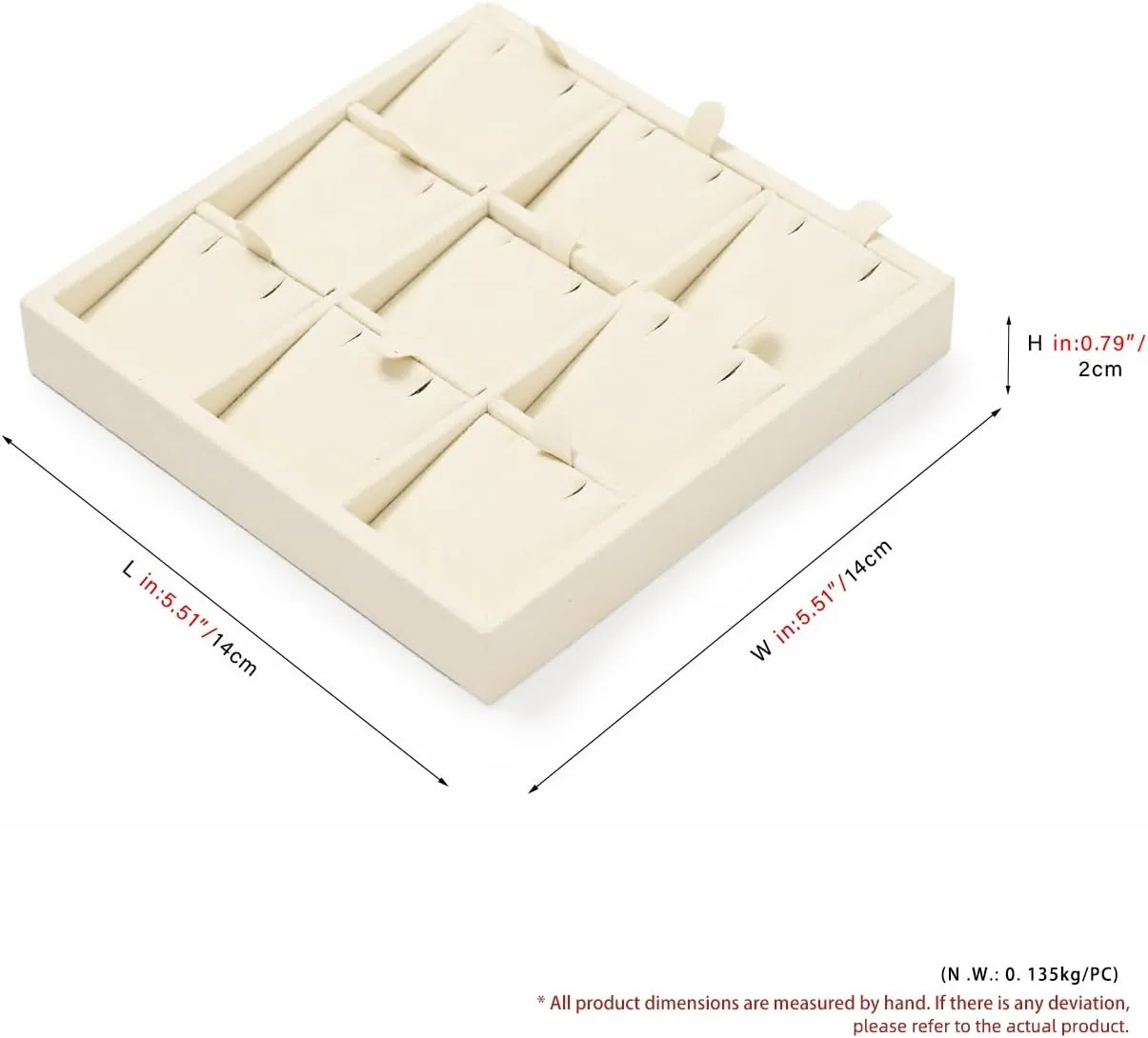Oirlv Microfiber 9 Slots Jewelry Pendant Display Tray Jewelry Necklace Organizer Display Tray(Beige)