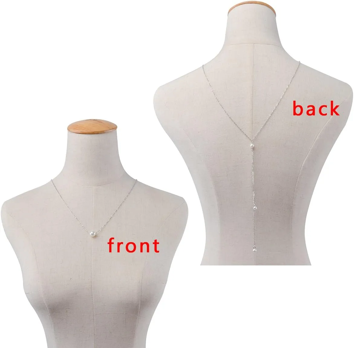 Olbye Back Necklace Pearl Backdrop Necklaces Body Chain Jewelry for Women and Girls Bridal Jewelry
