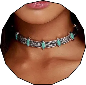 Olbye Turquoise Necklace Silver Short Necklace Choker Personalize Boho Necklace Jewelry for Women