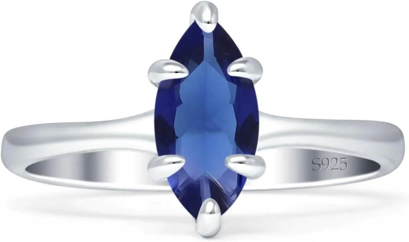 OMRANII Marquise Shape 6X12 Solitaire Ring Vintage Style Cubic Zirconia Wedding Engagement Ring Solid 925 Sterling Silver