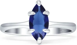OMRANII Marquise Shape 6X12 Solitaire Ring Vintage Style Cubic Zirconia Wedding Engagement Ring Solid 925 Sterling Silver