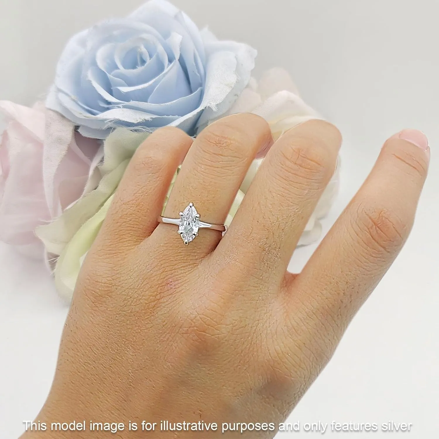 OMRANII Marquise Shape 6X12 Solitaire Ring Vintage Style Cubic Zirconia Wedding Engagement Ring Solid 925 Sterling Silver