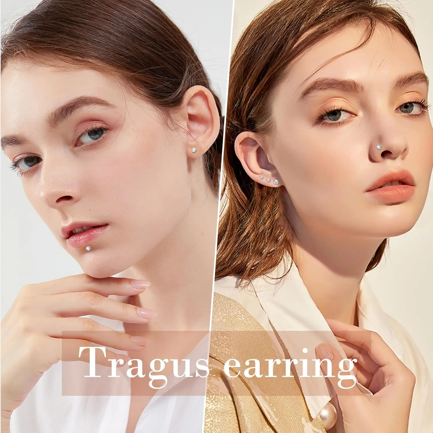 ONESING 12-25 Pcs 16G Tragus Earrings for Women Men Cartilage Earrings Labret Stud Tragus Piercing Jewelry