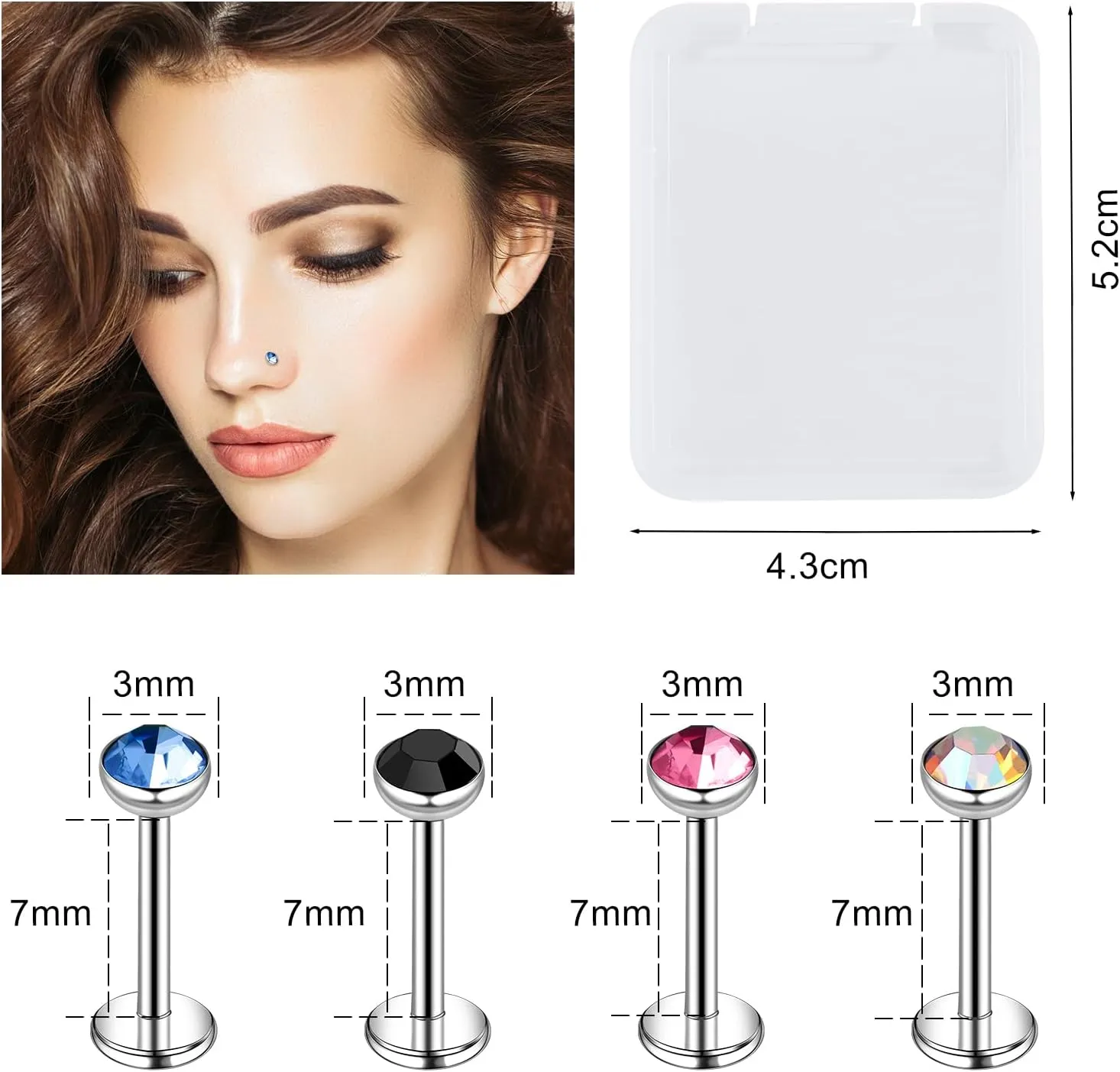 ONESING 12-25 Pcs 16G Tragus Earrings for Women Men Cartilage Earrings Labret Stud Tragus Piercing Jewelry