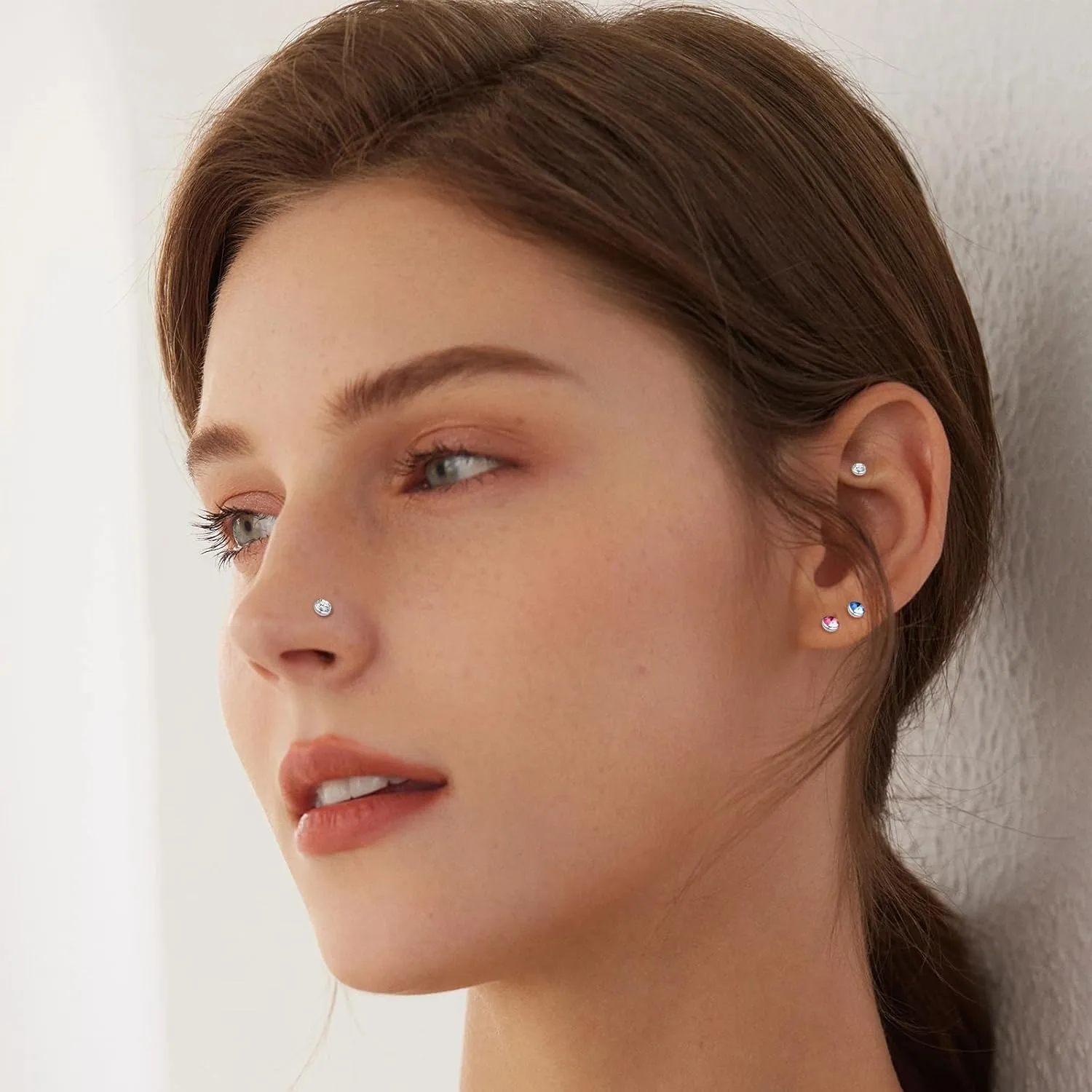 ONESING 12-25 Pcs 16G Tragus Earrings for Women Men Cartilage Earrings Labret Stud Tragus Piercing Jewelry