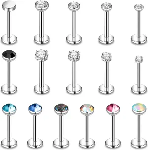 ONESING 12-25 Pcs 16G Tragus Earrings for Women Men Cartilage Earrings Labret Stud Tragus Piercing Jewelry