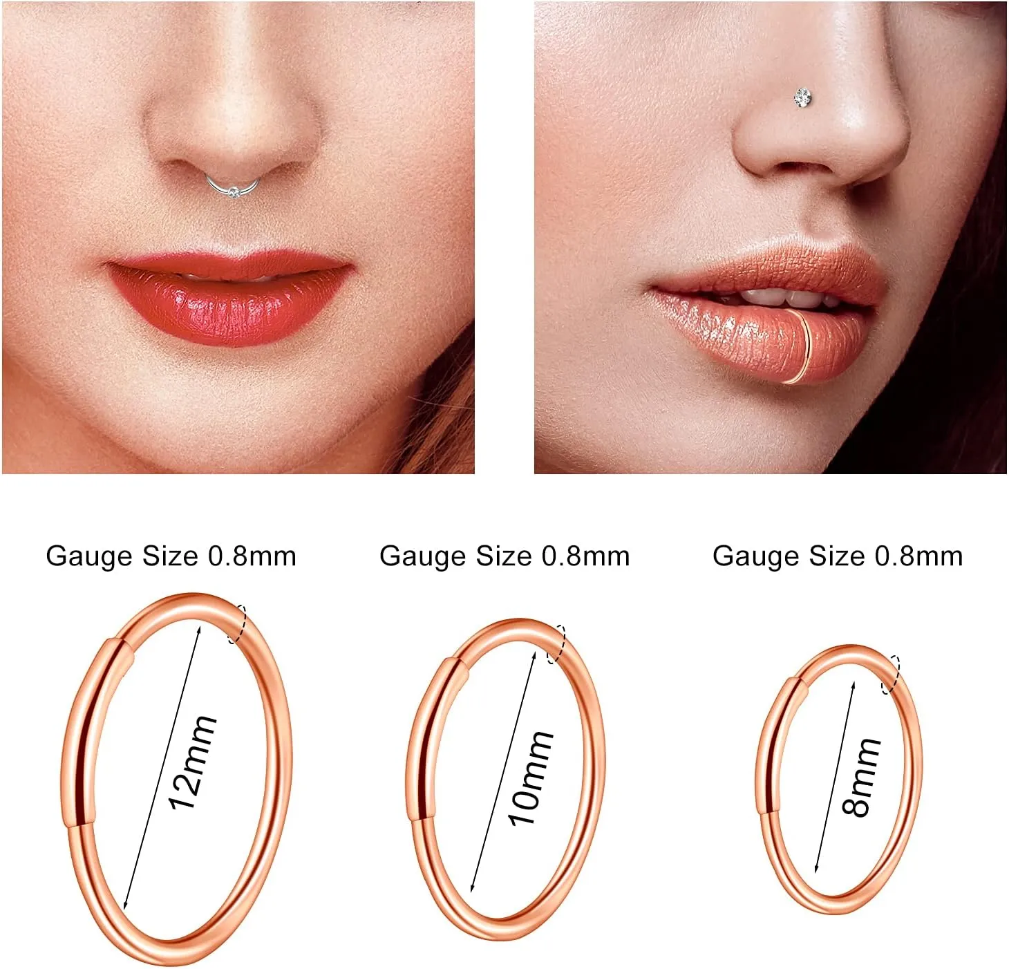 ONESING 32-55 Pcs 20G Nose Rings Hoops & Studs - L Shape, CZ, Stainless Steel Body Piercing Jewelry