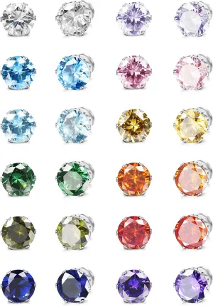 ORAZIO 12 Pairs Magnetic Stud Earrings for Men Women Non-piercing Rhinestone Magnet Earrings Stainless Steel Magnetic Clip on Nose Stud Earrings Set