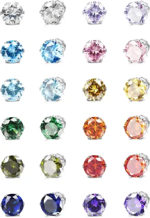 ORAZIO 12 Pairs Magnetic Stud Earrings for Men Women Non-piercing Rhinestone Magnet Earrings Stainless Steel Magnetic Clip on Nose Stud Earrings Set