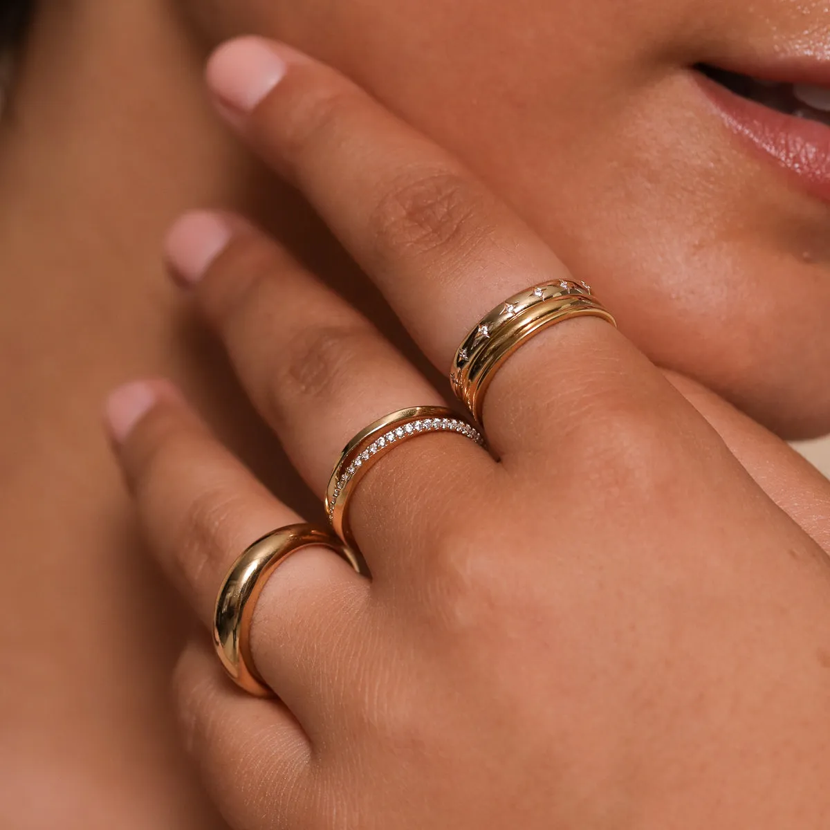 Orbit Crystal Band Ring in Gold