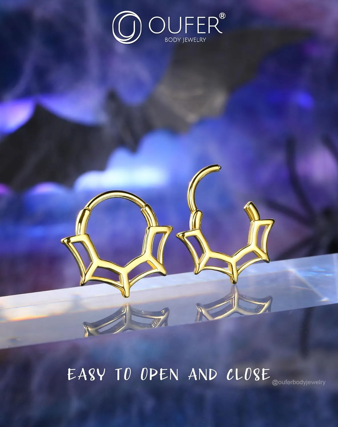 OUFER 16G Spider Web Septum Jewelry, Halloween Daith Piercing Jewelry, 316L Surgical Steel Daith Helix Earrings For Women, Men's Septum Nose Rings