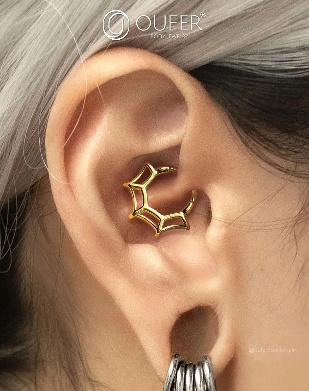 OUFER 16G Spider Web Septum Jewelry, Halloween Daith Piercing Jewelry, 316L Surgical Steel Daith Helix Earrings For Women, Men's Septum Nose Rings