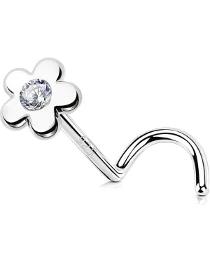 OUFER 20G Nose Rings, 925 Sterling Siver Nose Studs, Flower Nostril Nose Piercing Jewelry, Cute Nose Rings Studs, Clear CZ Nose Rings For Women