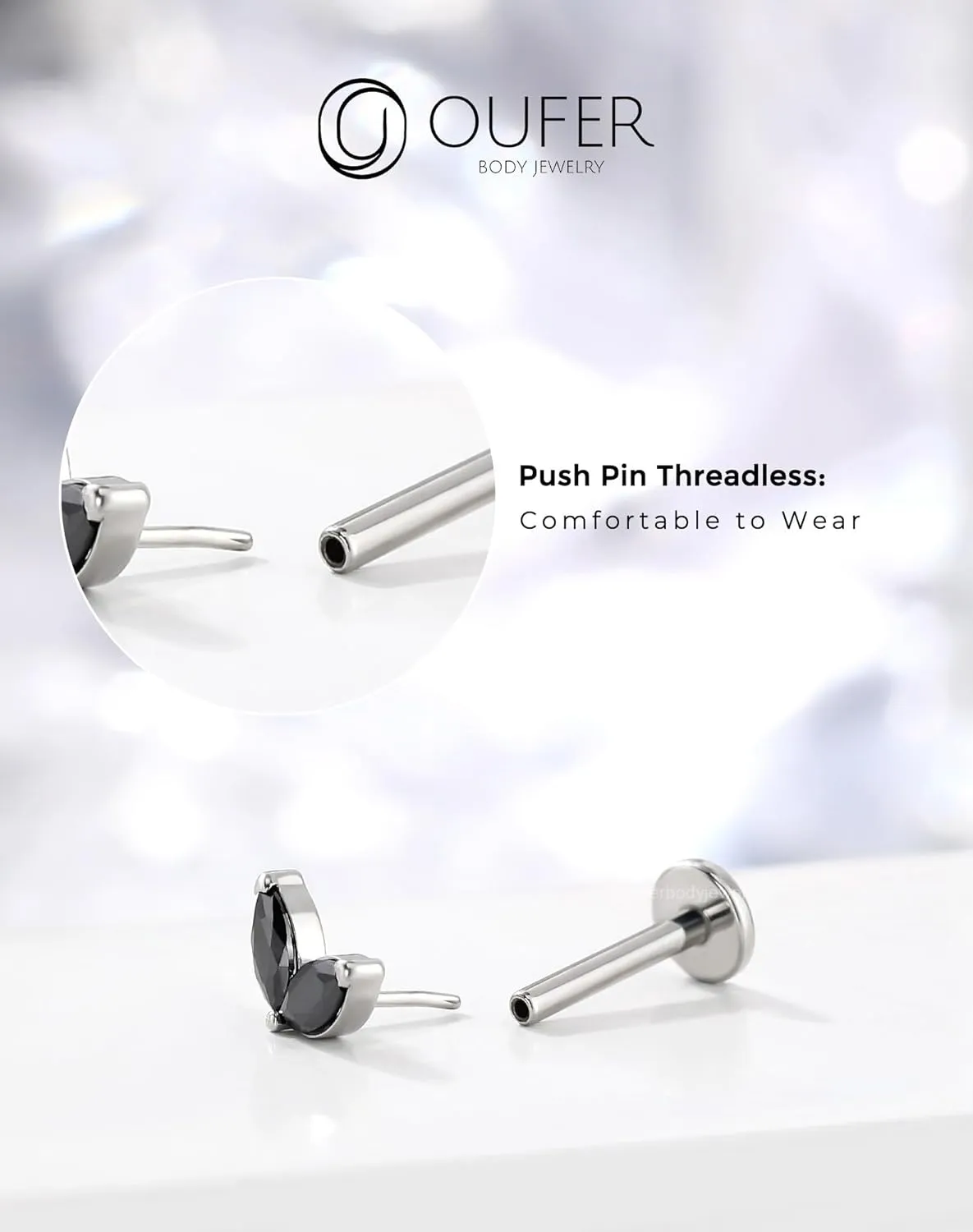 OUFER Colorful Floral Helix Piercing Jewelry, 16G Threadless Flat Back Piercings Helix Cartilage Tragus Conch Piercing Jewelry for Women Men