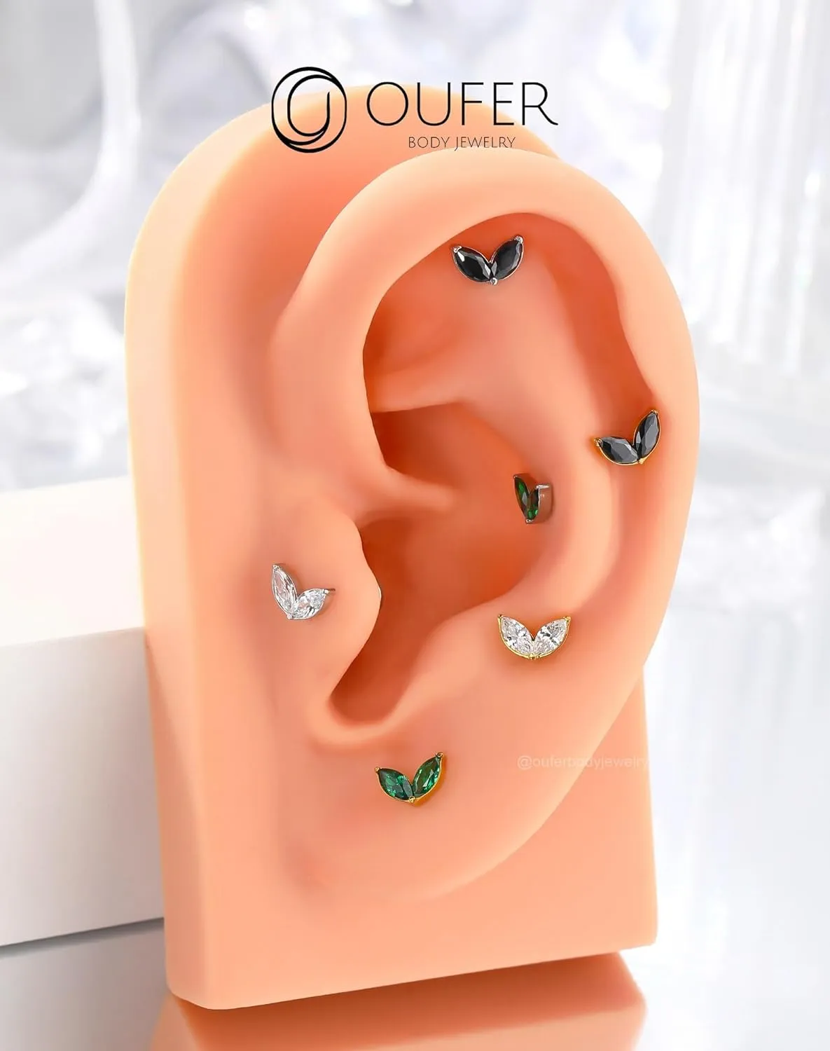 OUFER Colorful Floral Helix Piercing Jewelry, 16G Threadless Flat Back Piercings Helix Cartilage Tragus Conch Piercing Jewelry for Women Men