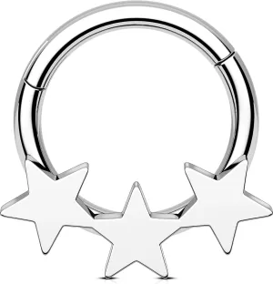 OUFER Daith Piercing Jewelry, 16G Star Design Daith Hoop Earring, 316L Stainless Steel Daith Earrings, Helix Cartilage Septum Piercing Jewelry For Women