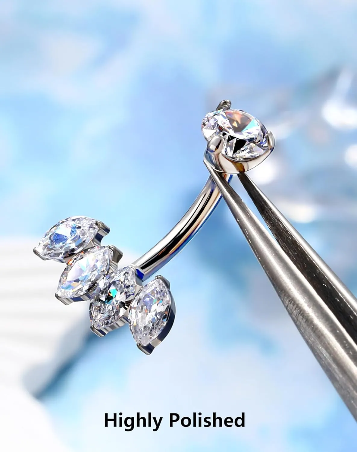 OUFER Titanium Belly Button Rings, Clear CZ Belly Rings for Women, Internally Threaded Belly Button Piercings, Silver Navel Piercing Jewelry, Belly Piercing Jewelry, Navel Rings Barbells-10mm