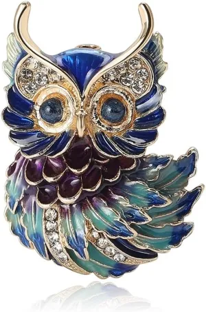 Owl Brooch Pins for Women, Blue Eyes Owl Brooch Pin, Cute Owl Animal Brooch Lapel Pin, Bohemian Owl Bird Brooches Pins for Women Hat Bag Suit Dress Accessories Jewelry