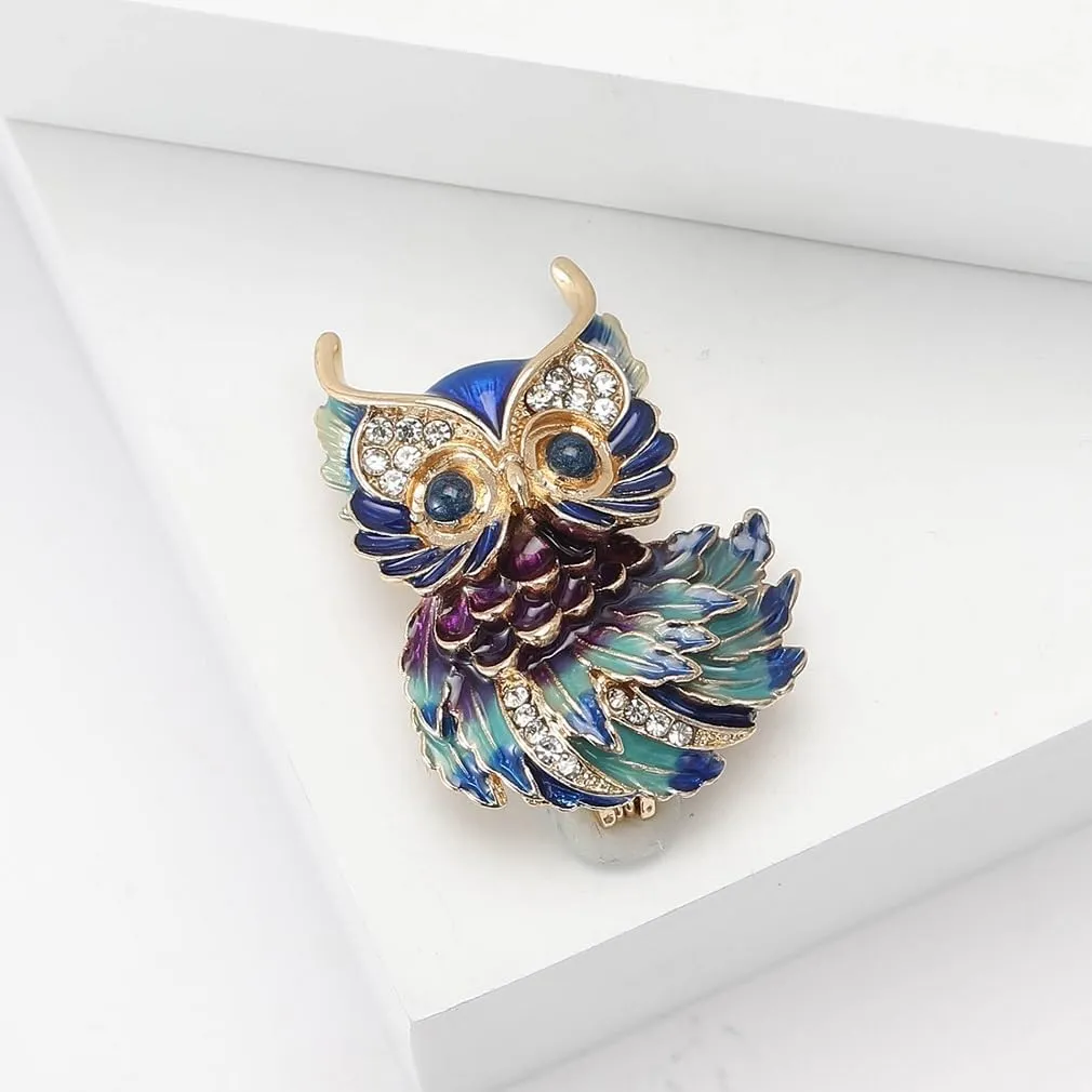Owl Brooch Pins for Women, Blue Eyes Owl Brooch Pin, Cute Owl Animal Brooch Lapel Pin, Bohemian Owl Bird Brooches Pins for Women Hat Bag Suit Dress Accessories Jewelry