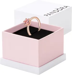 Pandora Tiara Wishbone Ring - Gift for Her - 14k Rose Gold Ring for Women Rose with Clear Cubic Zirconia - Jewelry for Women with Gift Box