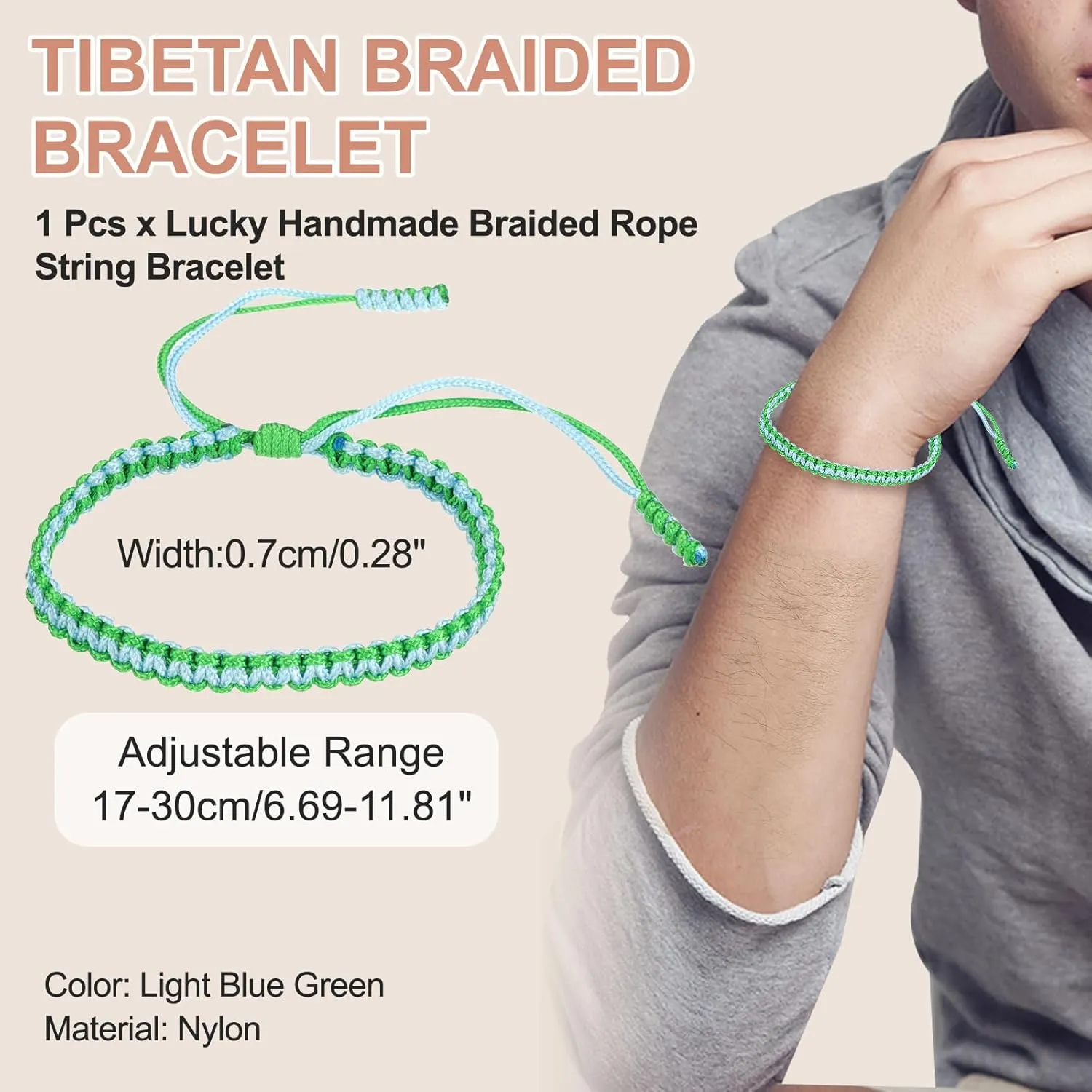 PATIKIL Braided Bracelet, Mens Women Tibetan String Bracelet Handmade Lucky Prayer Protection Rope Bracelet Adjustable Size for Gifts Anniversary Family