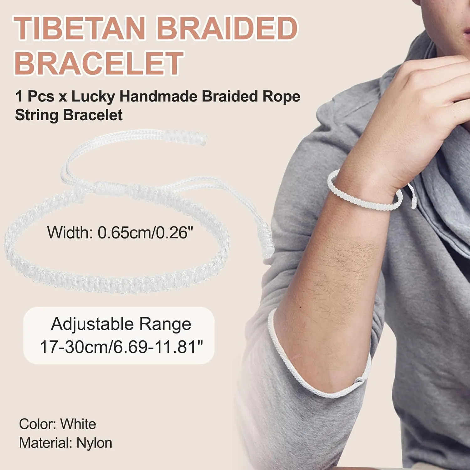 PATIKIL Braided Bracelet, Mens Women Tibetan String Bracelet Handmade Lucky Prayer Protection Rope Bracelet Adjustable Size for Gifts Anniversary Family