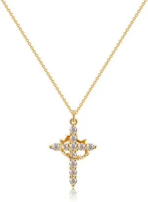 Paved Cross Rotated Crown Necklace,Diamond Cross Necklace,Christian Cross Rotated Crown Necklace,Rotatable Crown Cross Pendant Necklace,Faith Cross First Communion Necklace for Women Jewelry
