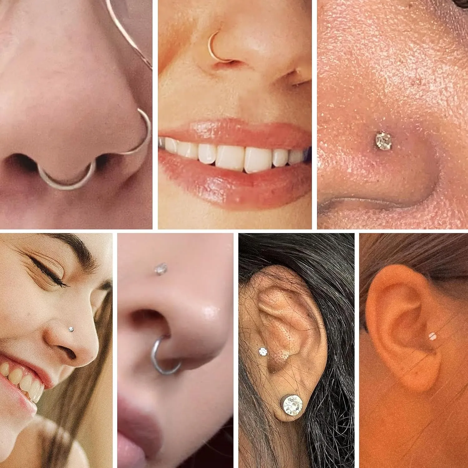 PEAKLINK 20G Nose Studs 6PCS Sleeper Earrings G23 Titanium Nose Rings Nose Piercing Jewelry Nostril Ring Titanium Tragus Cartilage Studs Monroe Medusa Studs Helix Conch Studs with CZ 1.5/2/2.5/3mm