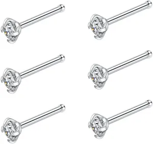 PEAKLINK 20G Nose Studs 6PCS Sleeper Earrings G23 Titanium Nose Rings Nose Piercing Jewelry Nostril Ring Titanium Tragus Cartilage Studs Monroe Medusa Studs Helix Conch Studs with CZ 1.5/2/2.5/3mm