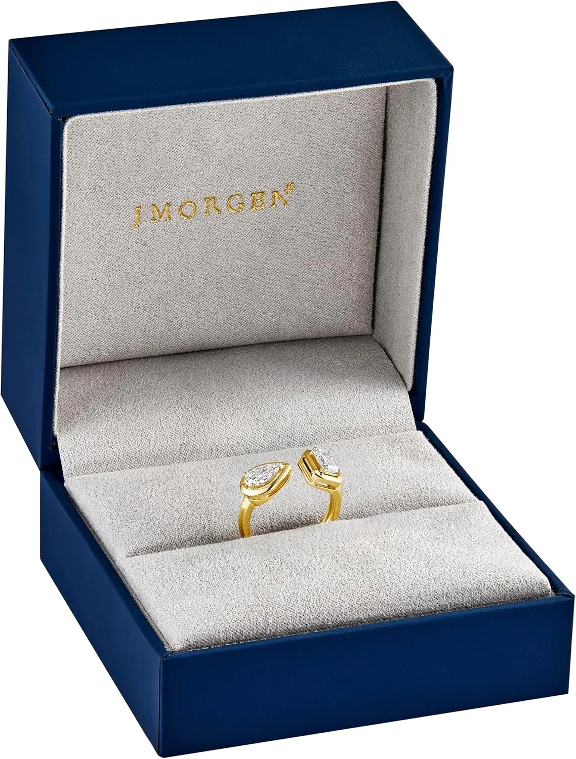 Pear and Emerald Cut Lab-Grown Diamond Ring in 14k Yellow Gold  1.17 Carat F Color VS Clarity  Unique Womens Fine Jewelry Gift  Modern Statement Engagement or Right-Hand Ring, IGI Certified