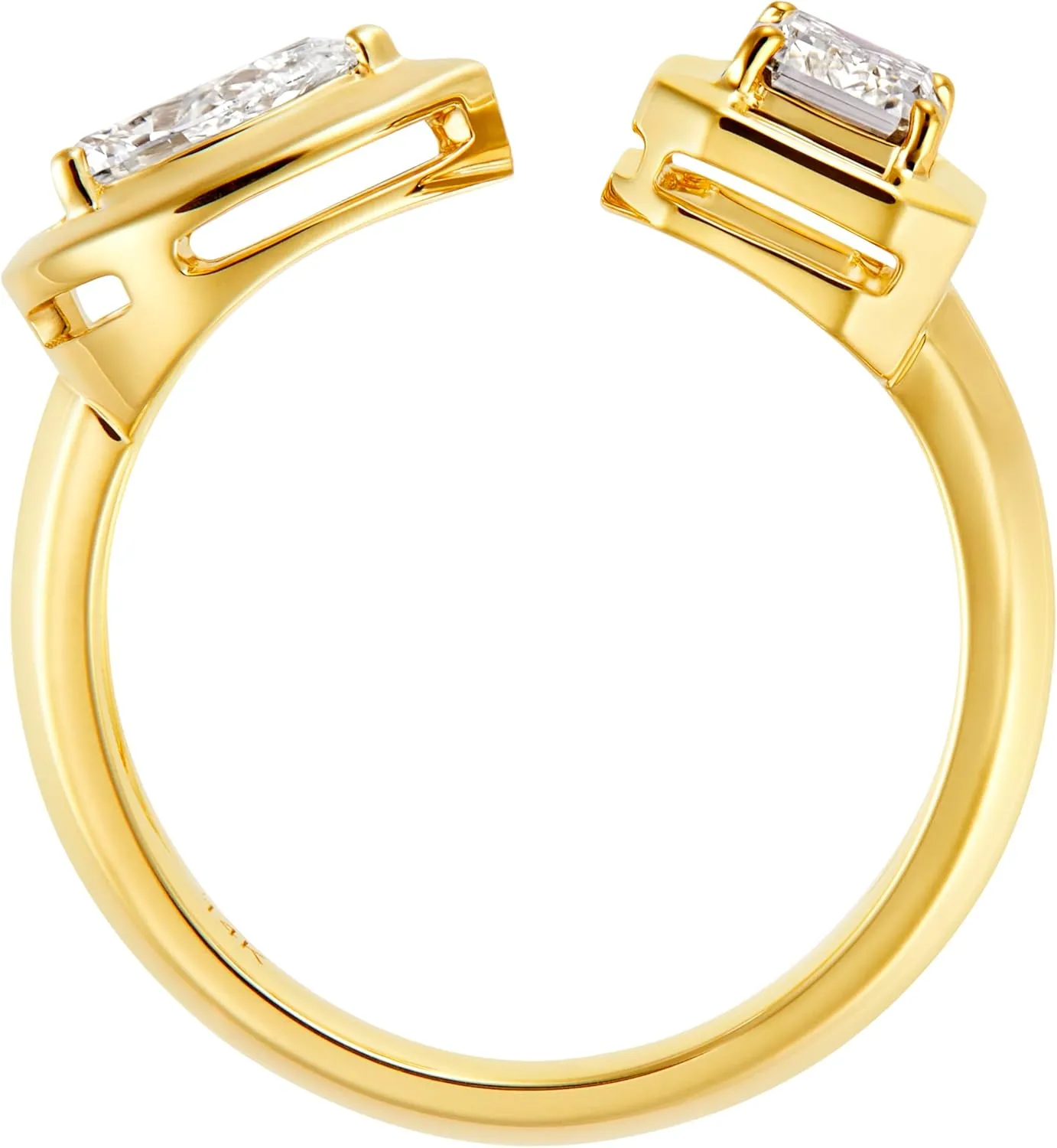 Pear and Emerald Cut Lab-Grown Diamond Ring in 14k Yellow Gold  1.17 Carat F Color VS Clarity  Unique Womens Fine Jewelry Gift  Modern Statement Engagement or Right-Hand Ring, IGI Certified