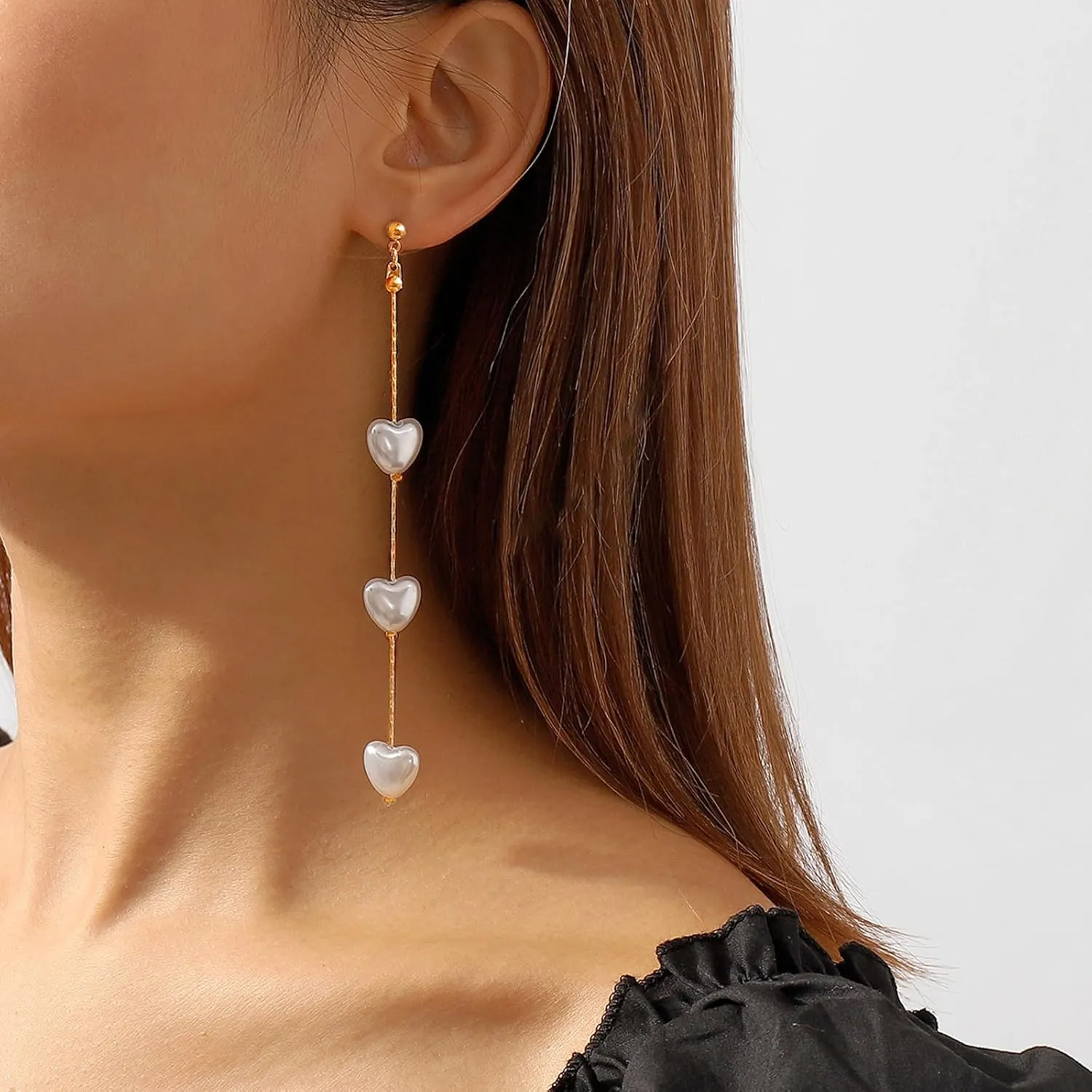 Pearl Drop Earrings for Women Gold Pearl Earrings Dangling Long Tassel Pearl Dangle Earrings Fake Pearl Earrings Dainty Jewelry Gifts for Her