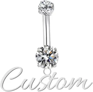 Personalized Custom Belly Button Rings Sterling Silver Personalized Name Navel Rings 14G Belly Rings Piercing Jewelry Gifts for Women